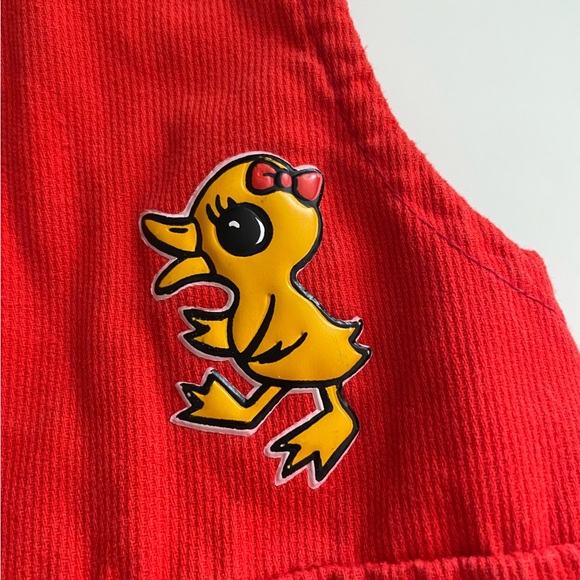 Vintage Deep Orange Ducky Overalls Babies Kids Toddler Childrens Boho Bohemian - Picture 6 of 9